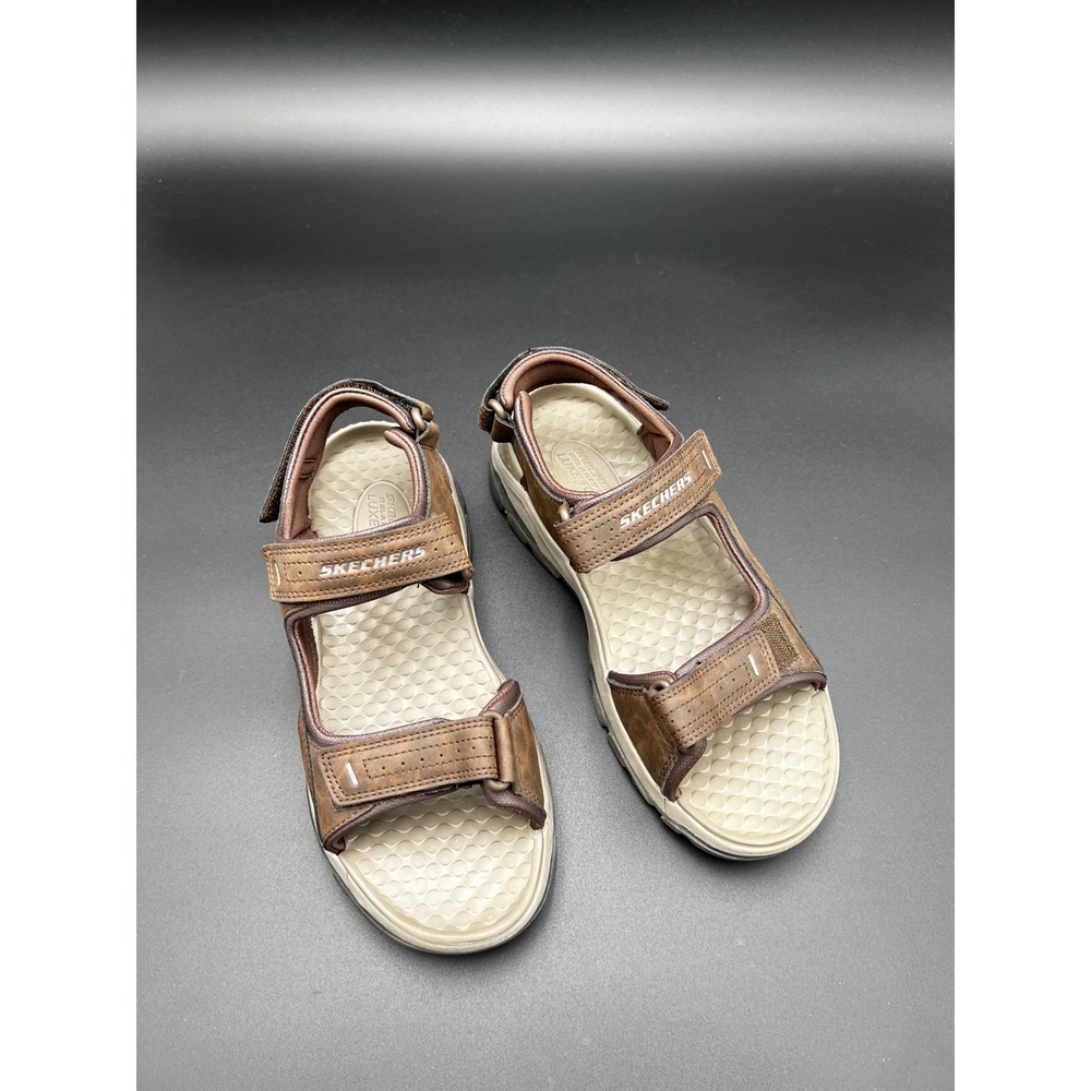 Skechers Relaxed Fit Luxe Foam Brown Sport Sandals Mens 8 204106 Steady Grip